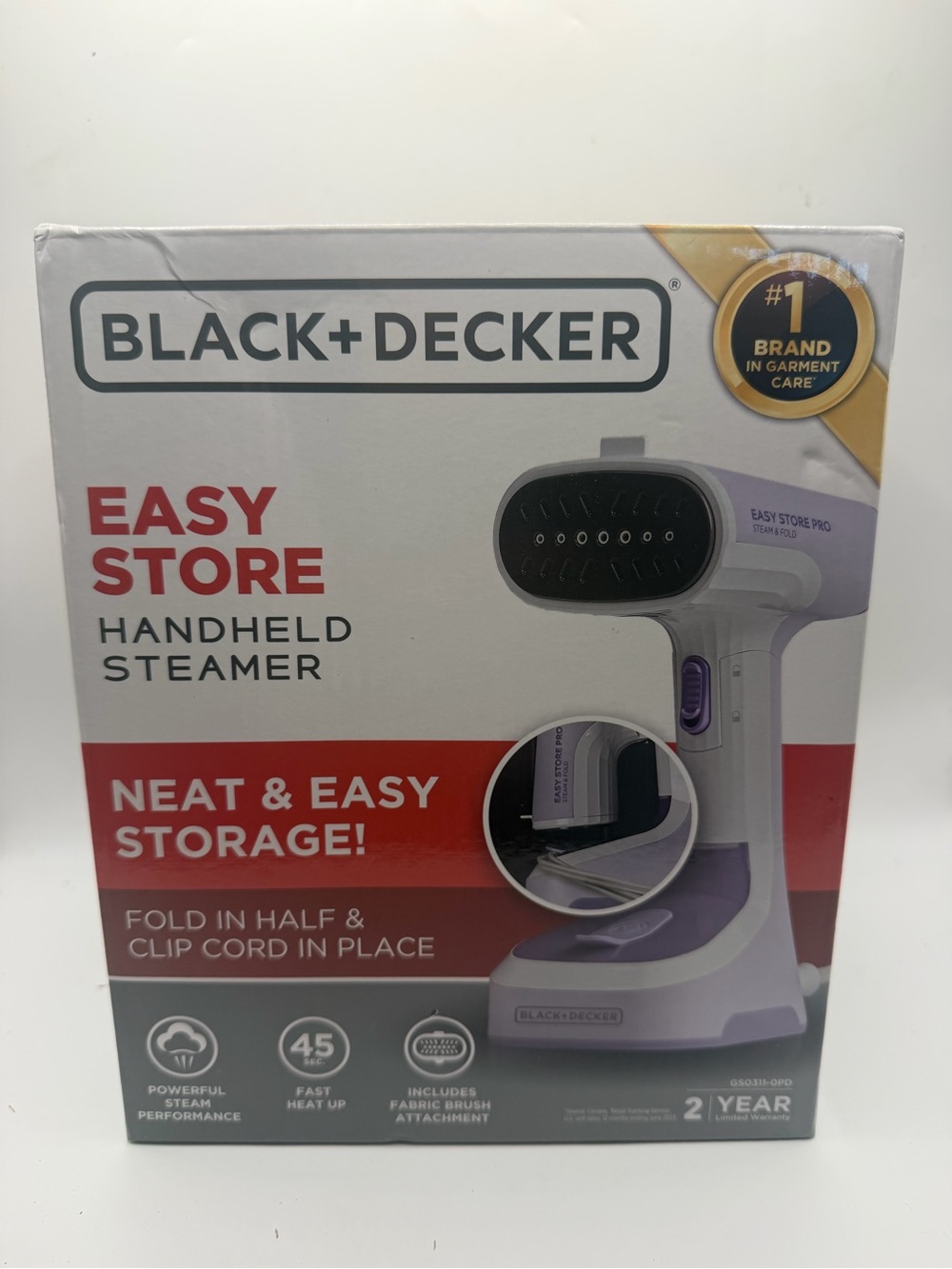Black & Decker White and Purple Easy Store Handheld Steamer